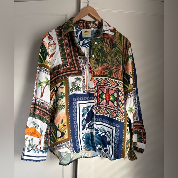 Farm Rio Tropical Patterned Button Up Shirt - Picture 1 of 4